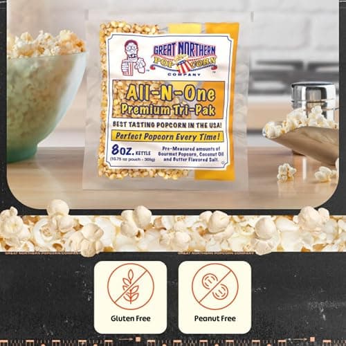 8oz Popcorn Machine Popcorn Packets - All-in-One Movie Theater Style Popcorn Kernels, Salt, and Oil Packs by Great Northern Popcorn (24 Case) thumbnail 5
