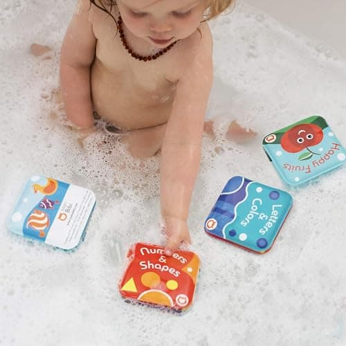 Floating Baby Bath Books Set of 4 - Bath Books for Babies, Infants - Waterproof, Mold-Free Bath Toys for Learning & Early Education (Fruit, Ocean, ABC, Numbers Books) thumbnail 2
