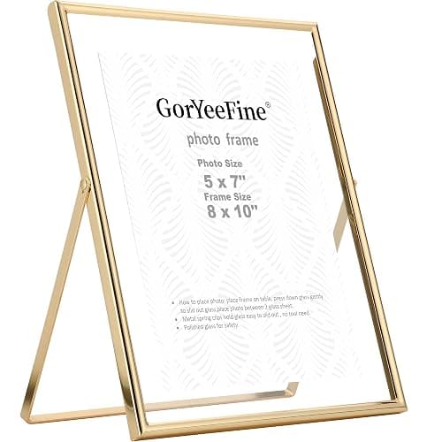 GorYeeFine Gold 4x6 Floating Picture Frame for Photo(2x3'',3.5x5''),Adjustable Tabletop/Shelf,Floating Picture Frames 2x3'',Classy Metal Gift Frames for Wedding,Thanksgiving,Christmas thumbnail 9