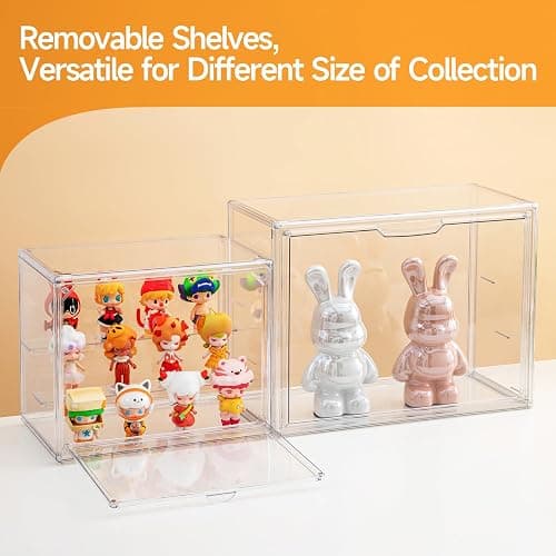 Acrylic Display Cases for Collectibles, 3 Tier Clear Shelf Boxes for Figures, Miniature Dustproof and Stackable Action Figure Display Case (1, Large) thumbnail 5