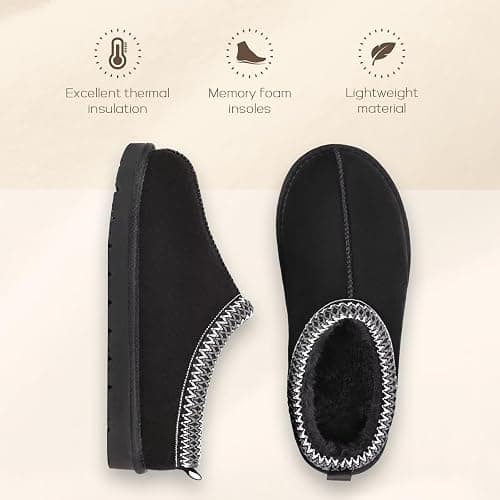 OOW Genuine Suede Slippers for Women with Memory Foam Fuzzy House Shoes for Indoor Outdoor thumbnail 4