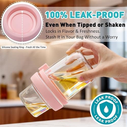 4 Pack Overnight Oats Containers with Lids and Spoons, 20 oz (16+4) Overnight Oats Jars, Glass Mason Jars with Dry and Wet Separation for Oatmeal Salad Yogurt, Dual-Layer Yogurt Containers with Lids thumbnail 5