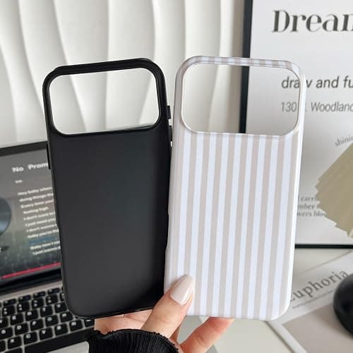 Longlayss Compatible with iPhone 17 Pro Case Cute Aesthetic Striped Phone Case for Women Girl Shockproof Slim TPU and Hard PC Protective Cover (Blue) thumbnail 2
