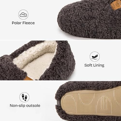 EverFoams Women’s Soft Curly Full Slippers Memory Foam Lightweight House Shoes Cozy Loafer with Polar Fleece Lining thumbnail 6