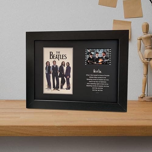 veratwo The Beatles Framed Poster with Signed and 1x 35mm Film Display,Let It Be lyric Decoration,Cool Memorabilia Gifts for Beatles Fans 8x6 Inches thumbnail 5