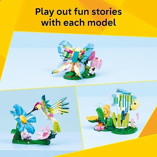 LEGO Creator 3 in1 Wild Animals: Colorful Hummingbird Building Toy for Girls, Boys, & Kids, Ages 8+ - Build a Bird, Butterfly, or Tropical Fish - Gift Idea for Birthdays - 31384 thumbnail 3