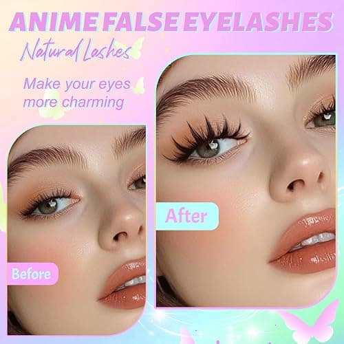 Losha Lashes Spiky Manga Lashes Wispy Anime False Eyelashes 9 Pairs 8D Asian Eye Lashes Natural Anime Fake Eyelashes (Lovely) thumbnail 4