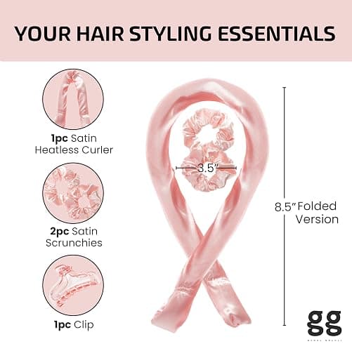 Geoul Gwanli Heatless Hair Curlers Set – Satin Curling Rod, Claw Clip & Scrunchies for Damage-Free Curls, No Heat Hair Styling and Reusable (Light Pink, Large) thumbnail 3