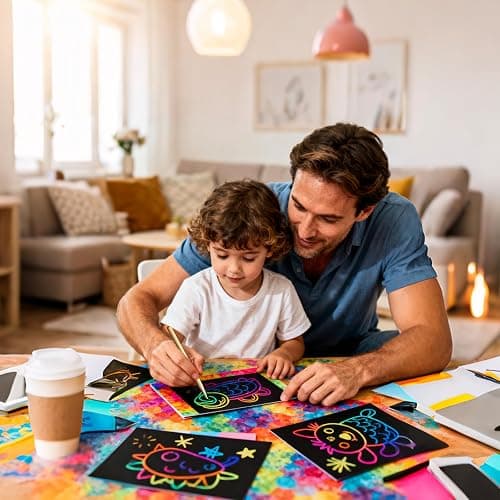 Cityrosy 100 Pcs Scratch Art Paper Rainbow Sets Arts and Crafts for Kids ﻿ | Classroom Supplies Black Magic Scratch Off Craft Set Kits for Age 3-12 Party Games Birthday Gifts Easter Basket Stuffers thumbnail 4