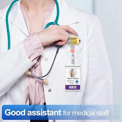 Plifal Badge Reel Retractable for Nurse Cute Nursing ID Badge Holder Accessories with Alligator Clip to Teach is to Love Acrylic Beaded Badge Reel for Office Student Social Worker Hospital thumbnail 7