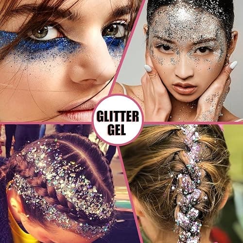 Body Glitter Face Glitter Makeup Festival Glitter, 20 Colors Face and Body Glitter Gel, Hair Glitter Gel, Body Makeup thumbnail 5