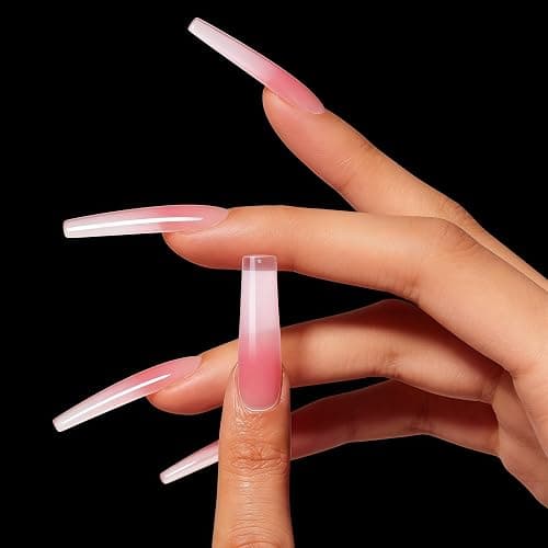 AKA Unicorn Square Gel Nail Tips, 240Pcs Pre-Shaped Full Cover Clear False Nail Tips for Nail Extensions, Long Square Nails Clear Press On Nails for Salon & Home DIY 12 Sizes thumbnail 2