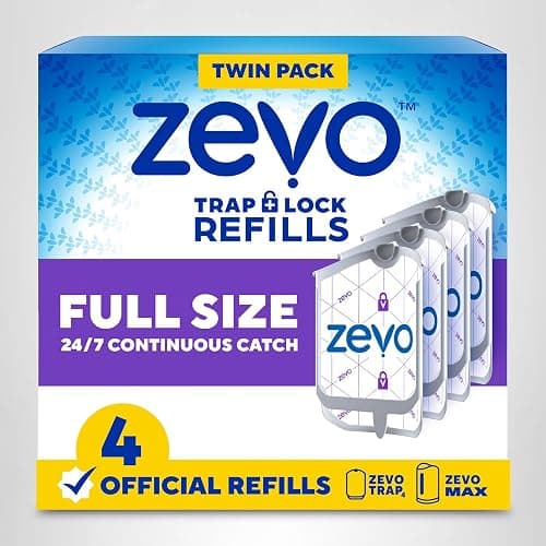 Zevo Flying Insect Trap Official Refill Cartridges - Fits Both Zevo Trap & MAX Indoor Fly Trap - Authentic Trap+Lock Technology to Catch Gnats, House & Fruit Flies (4 Official Refill Cartridges) thumbnail 10