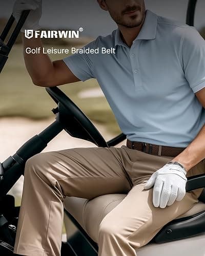 FAIRWIN Men's Golf Belt, Stretch Braided Elastic Woven Casual Jeans Belts 1 3/8" Nylon Web Work Belts for Men thumbnail 6