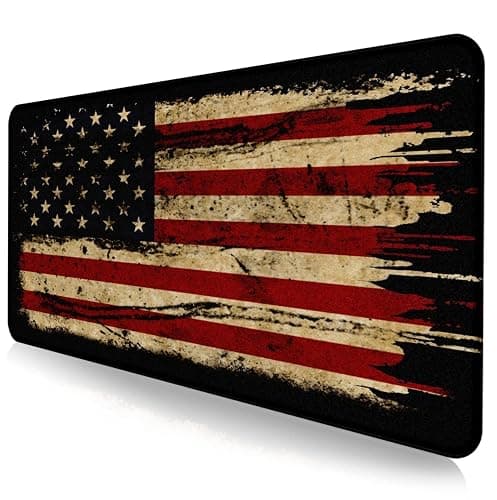 US Flag Anti Slip Waterproof Mouse Mat, Laptop and Home Office Desk Mat | The Stitched Edge Mouse Pad Is Made Of Fiber Woven Material And Environmentally Friendly Odorless Natural Anti Slip Rubber - Image 1