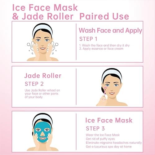 ZNÖCUETÖD Ice Face Roller Facial Jade Roller and Ice Face Mask Cold Cooling Gel Mask Gift Set for Women Face Aging Wrinkles Lifting Firming Puffy Eyes, Eye Face Neck Roller Massager SPA Tools - Blue(face Mask+jade Roller) thumbnail 5