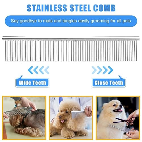 Complete Pet Grooming Solution by Dog - 9PCS Kit with Slicker Brush, Deshedding Tool, and Grooming Comb for All Breeds and Sizes, Promotes Healthy Skin and Coat thumbnail 4