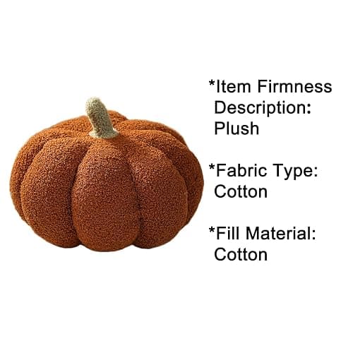 DRTRU Fluffy Plush Stuffed Pumpkin, Soft Decorative Throw Pillow, 30cm (Brown) thumbnail 7