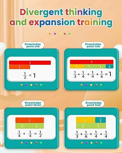 Magnetic Fraction Playbook, Math Manipulatives for 3rd, 4th & 5th Grade, Fractions Demonstration Book with Tiles for Elementary Classroom Must Haves, 102 Montessori Educational Puzzle for Homeschool thumbnail 6