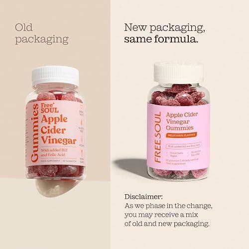 Apple Cider Vinegar Gummies with The Mother 1000mg | Enhanced with Vitamin B12 & Folic Acid | 60 Vegan ACV Capsules with Pomegranate & Beetroot Powder | Natural Ingredients by Free Soul thumbnail 2