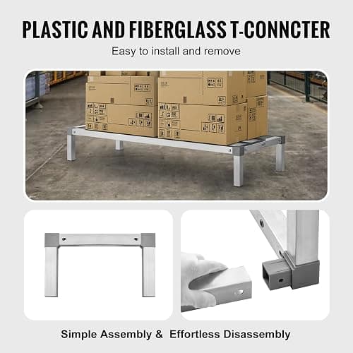 VEVOR Aluminum Dunnage Rack, 48” x 20” Commercial Food Floor Rack, 8” Off the Floor, 1000 lbs Capacity All-Welded Aluminum Storage, for Storage in Restaurants, Kitchens, Garages and Vehicles thumbnail 6