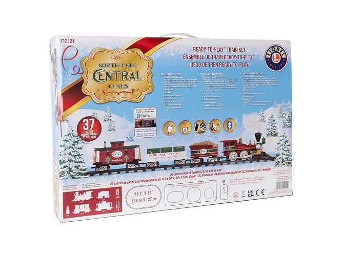 Lionel Battery-Operated North Pole Central Freight Toy Train Set with Bluetooth, Locomotive, Train Cars, & Track with Authentic Train Sounds, Lights, & Water Vapor Smoke Effects for Kids 4+ thumbnail 18