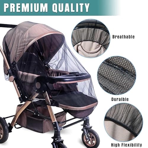 Baby Stroller Mosquito Net (2 Pack) - Durable Mesh Protection for Bassinets, Cradles, Playards, Pack N Plays & Portable Mini Cribs | Breathable Universal Fit Insect Barrier (Black) thumbnail 3