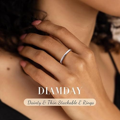 Diamday S925 Sterling Silver Rings for Women Men High Polished Sterling Silver Band Thumb Stackable Ring Comfort Fit 1mm 2mm 4mm thumbnail 3