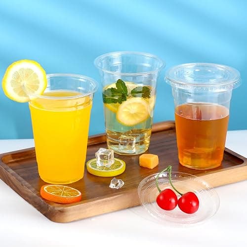 TashiBox 12 Ounce - 100 Count Plastic Cups for Cold Drink, Disposable Coffee Cups thumbnail 5