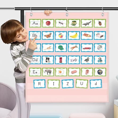 Godery Pink 7 Pocket Chart for Classroom (28" x 28")(Pink) thumbnail 4
