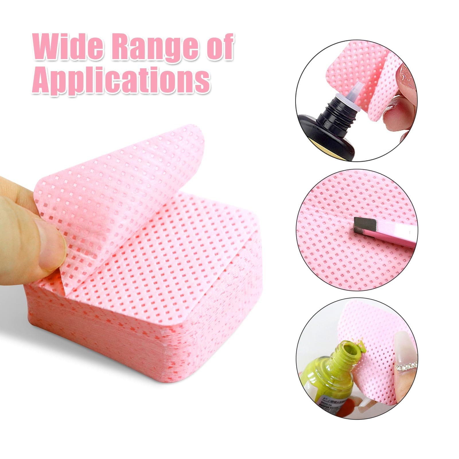 300 Lint Free Wipes for Gel Polish, UV Gel Polish, Absorbent Removal Wipes for Manicure and DIY Nail Art (Pink) thumbnail 5