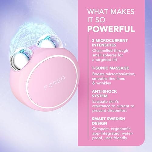 FOREO BEAR Mini Microcurrent Facial Device - Face Sculpting Tool - Firm & Contour - Reduce Double Chin - Non-Invasive - Increases Absorption of Facial Skin Care Products - Pearl Pink thumbnail 3