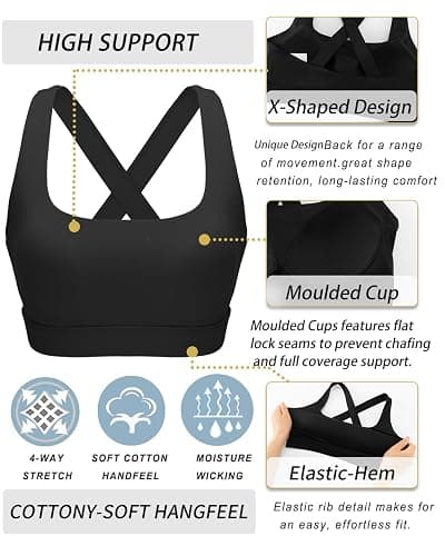 RUNNING GIRL Sports Bra for Women,Molded Cup Strappy Running High Impact Sports Bra with Sewn in Pads thumbnail 6