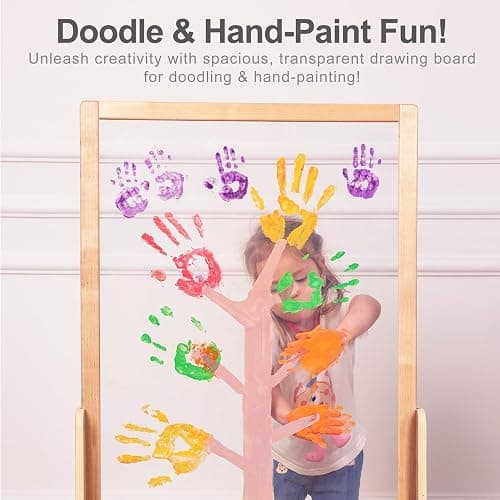 KRAND Double-Sided Plexiglass Painting Art Easel, Easy to Clean, Kids Drawing Board On Both Sides, Fun Arts and Crafts Activity for Boys and Girls thumbnail 4