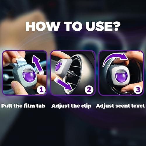 Air Jungles Lavender Scent Car Air Freshener Clip, 6 Vent Clips, 4ml Each, Long Lasting Air Freshener, Up to 180 Days Car Refresher Odor Eliminator thumbnail 3