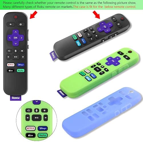 [2 Pack] Remote Cover (Glow in The Dark) Compatible with Roku Voice Remote, Pinowu Anti Slip Silicone Cover Compatible with Roku Players and Roku TVS Voice Remote (Green and Blue) thumbnail 6