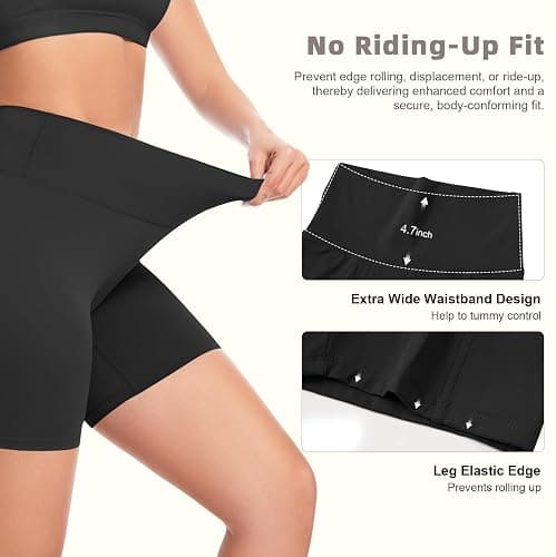 FULLSOFT 3 Pack Workout Gym Shorts for Women - 5" High Waist Tummy Control Scrunch Butt Lifting Seamless Biker Shorts thumbnail 5