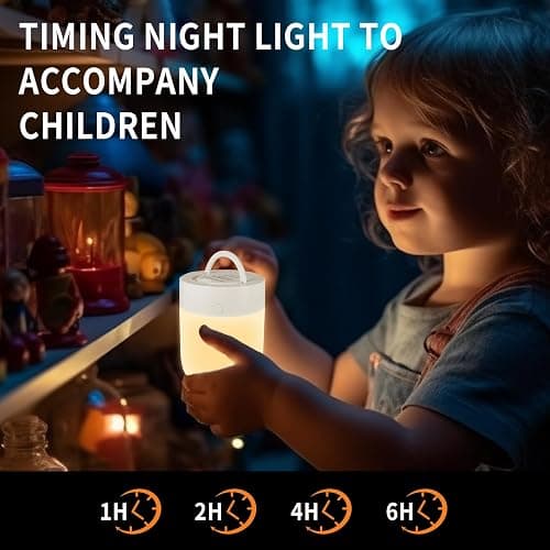 Small Kids Night Light, 13 Color Dimmable LED Lamp, Portable Stepless Dimming, Color Changing Touch Nursery Lamp, Rechargeable Toddler Night Light thumbnail 2