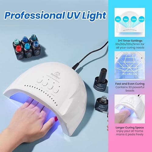 Beetles Deal Box Gel Nail Polish Kit with UV Light, 35 Colors 88pcs DIY Set | Gel Nail Kit and Almond Nail Tips, TPO Free HEMA Free Gel Polish Set with Bigger UV Lamp, 3 Top Coat Effects Creative Flow thumbnail 8