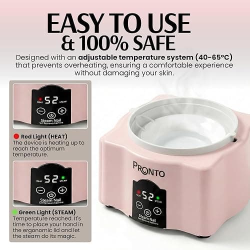 Pronto Electric Nail Soaking Bowl, Nail Steamer for Acrylic, Dip and Gel Removal, Acetone Steamer Nails Soak Off and Nail Polish Remover Machine for Gel Nail Polish Acrylic Steamer Remover, Pink thumbnail 5