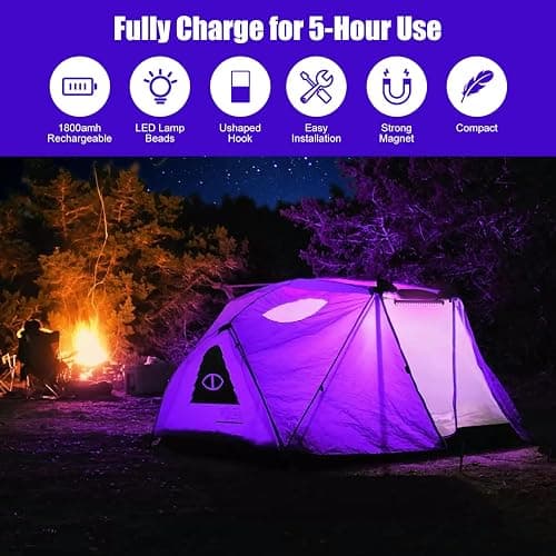 Elwoks Rechargeable Black Light Bar 10W 1FT, Battery Powered LED Blacklight for Glow Party Body Paint Halloween UV Strip Lights for Cabinet and Display Magnetic 2 Pack thumbnail 4