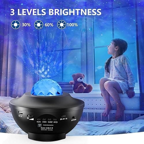 Galaxy Star Projector, Amorno Nebula LED Night Light for Room Decor, Ocean Wave Starry Sky Light Projector for Bedroom/Home Theater, Remote & Bluetooth Speaker, for Kids Teen Girl Boy Adults Gifts thumbnail 3