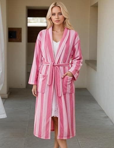 TIKITIDES Women Fleece Fruit Print Robe Cute Robes for Women Spring Summer Lightweight Bathrobe Soft Flannel Gown with Belt thumbnail 5