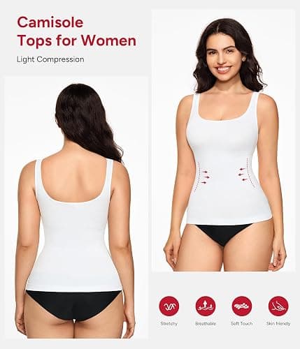 Nebility Shapewear Tank Top for Women Tummy Control Shaping Camisole Tops Slimming Seamless Compression Vest with Wide Straps thumbnail 3