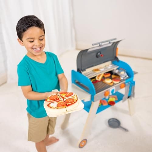 Melissa & Doug Deluxe Wooden Barbecue Grill, Smoker & Pizza Oven, Toy Food & Kids Play Kitchen Accessories, Preschool Learning Toys for Girls & Boys 3+ - FSC Certified thumbnail 8