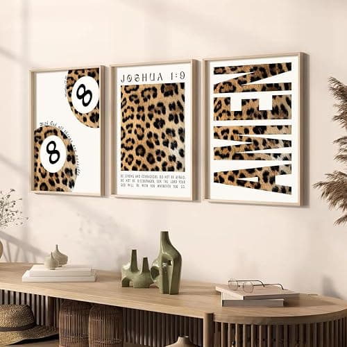 SQKMYSU Cheetah Poster Set of 6, Trendy Leopard Lucky 8 Ball Wall Art, Inspirational Bible Wall Decor Girly Preppy Canvas Painting Prints for Bedroom Living Room Dorm 8x10 inch Unframed thumbnail 7