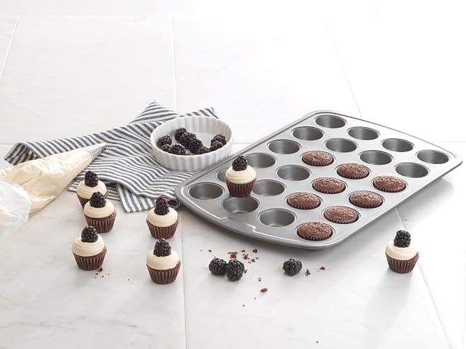 GoodCook 04029 Mini Non-Stick Muffin Pan, Steel, 1-7/8 in Dia x 14.6 in L x 9.3 in W x 6.8 in H, Black thumbnail 2
