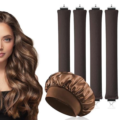 AOOWU Heatless Curls Band 5 Stück, üBer Nacht Overnight Blowout Locken Ohne, Neu Lockenwickler Locken Ohne Hitze, Diy Overnight Curls Gummi Hitzefreier Lockenwickler Locken für Mittleres Langes Haar - Image 1