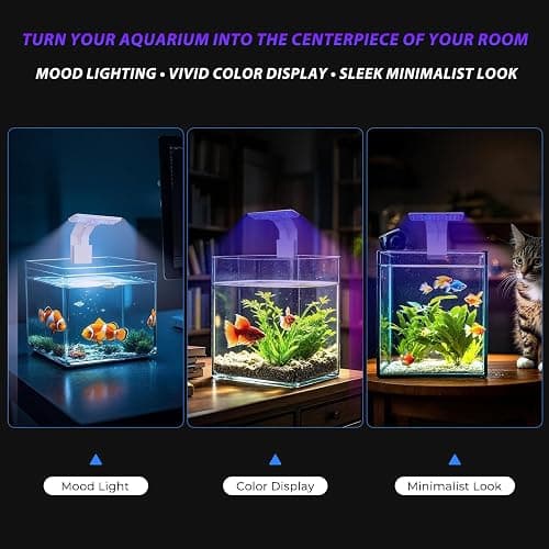 FluviRay Mini Clip-On Aquarium Light 7W USB Dimmable Fish Tank Lamp with 3 Light Modes (Full Spectrum/White/RGB), 9-Level Brightness, Compact LED Light for 1–3 Gallon Aquariums thumbnail 6