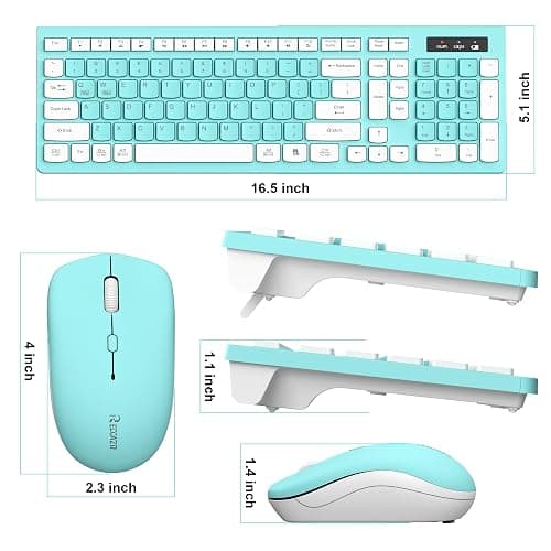 RECCAZR Wireless Keyboard and Mouse Combo, Full-Sized Keyboard and Adjustable DPI Mouse, 2.4GHz USB Receiver, Wireless for PC, Windows, Desktop, Laptop (Blue) thumbnail 9